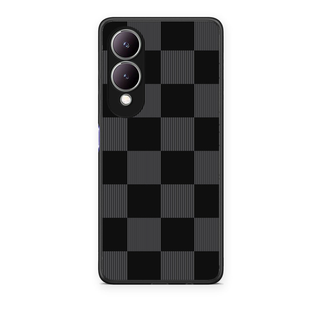 Θήκη Vivo Y17s Black and Charcoal Striped Checks από τη Smartfits με σχέδιο στο πίσω μέρος και μαύρο περίβλημα | Vivo Y17s Black and Charcoal Striped Checks case with colorful back and black bezels
