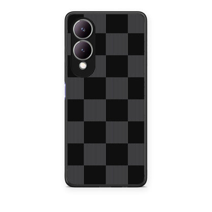 Θήκη Vivo Y17s Black and Charcoal Striped Checks από τη Smartfits με σχέδιο στο πίσω μέρος και μαύρο περίβλημα | Vivo Y17s Black and Charcoal Striped Checks case with colorful back and black bezels