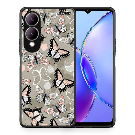 Θήκη Vivo Y17s Butterflies Boho από τη Smartfits με σχέδιο στο πίσω μέρος και μαύρο περίβλημα | Vivo Y17s Butterflies Boho case with colorful back and black bezels