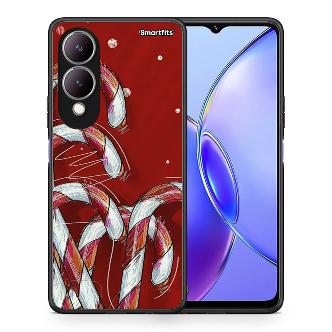 Θήκη Vivo Y17s Candy Cane από τη Smartfits με σχέδιο στο πίσω μέρος και μαύρο περίβλημα | Vivo Y17s Candy Cane case with colorful back and black bezels