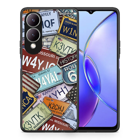 Θήκη Vivo Y17s Car Plates από τη Smartfits με σχέδιο στο πίσω μέρος και μαύρο περίβλημα | Vivo Y17s Car Plates case with colorful back and black bezels
