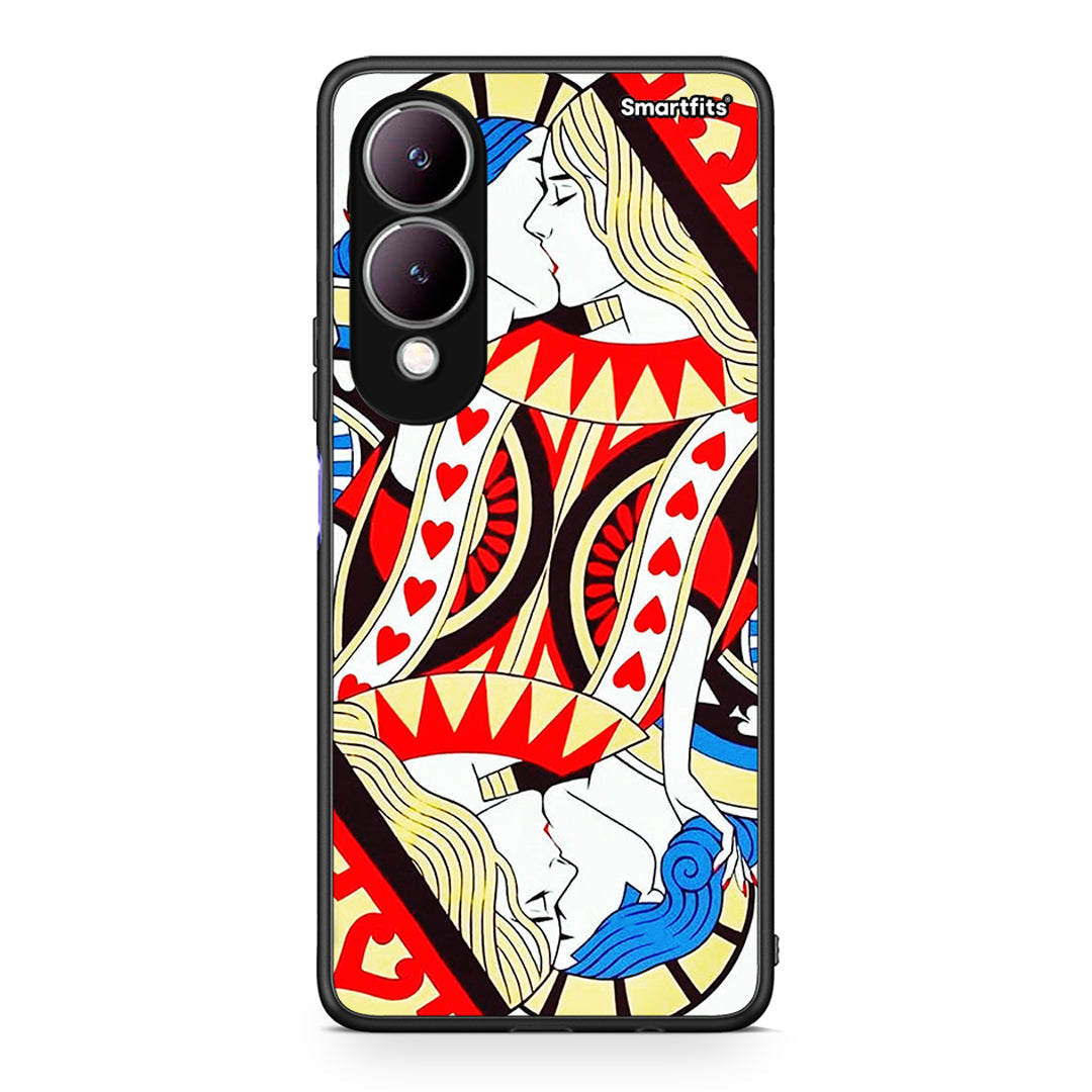 Vivo Y17s Card Love θήκη από τη Smartfits με σχέδιο στο πίσω μέρος και μαύρο περίβλημα | Smartphone case with colorful back and black bezels by Smartfits