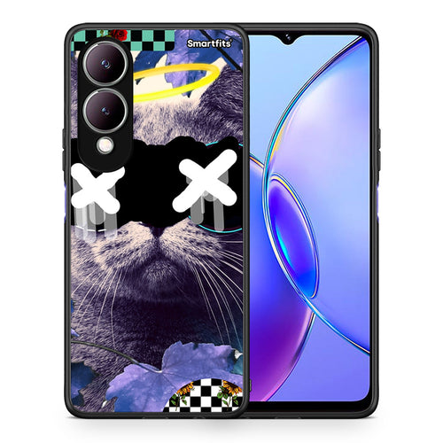 Θήκη Vivo Y17s Cat Collage από τη Smartfits με σχέδιο στο πίσω μέρος και μαύρο περίβλημα | Vivo Y17s Cat Collage case with colorful back and black bezels