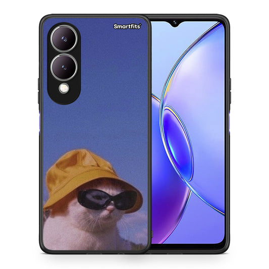 Θήκη Vivo Y17s Cat Diva από τη Smartfits με σχέδιο στο πίσω μέρος και μαύρο περίβλημα | Vivo Y17s Cat Diva case with colorful back and black bezels