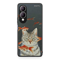 Thumbnail for Vivo Y17s Cat Goldfish θήκη από τη Smartfits με σχέδιο στο πίσω μέρος και μαύρο περίβλημα | Smartphone case with colorful back and black bezels by Smartfits
