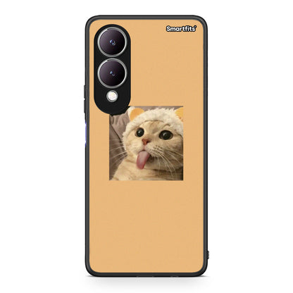 Vivo Y17s Cat Tongue θήκη από τη Smartfits με σχέδιο στο πίσω μέρος και μαύρο περίβλημα | Smartphone case with colorful back and black bezels by Smartfits