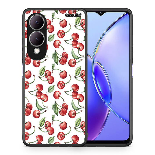 Θήκη Vivo Y17s Cherry Summer από τη Smartfits με σχέδιο στο πίσω μέρος και μαύρο περίβλημα | Vivo Y17s Cherry Summer case with colorful back and black bezels