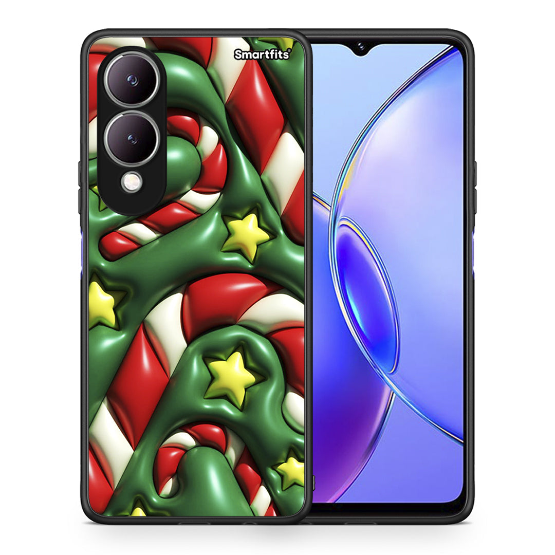 Θήκη Vivo Y17s Christmas Bubbles από τη Smartfits με σχέδιο στο πίσω μέρος και μαύρο περίβλημα | Vivo Y17s Christmas Bubbles case with colorful back and black bezels