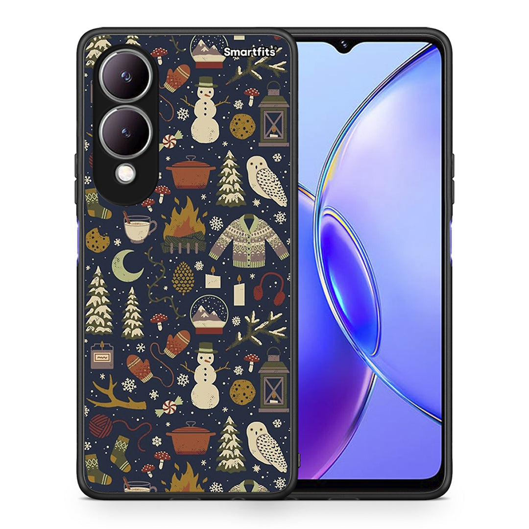 Θήκη Vivo Y17s Christmas Elements από τη Smartfits με σχέδιο στο πίσω μέρος και μαύρο περίβλημα | Vivo Y17s Christmas Elements case with colorful back and black bezels