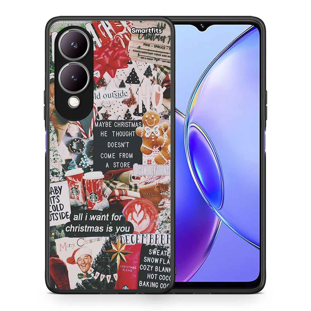 Θήκη Vivo Y17s Christmas Happiness από τη Smartfits με σχέδιο στο πίσω μέρος και μαύρο περίβλημα | Vivo Y17s Christmas Happiness case with colorful back and black bezels