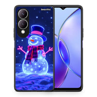 Thumbnail for Θήκη Vivo Y17s Christmas Neon Snowman από τη Smartfits με σχέδιο στο πίσω μέρος και μαύρο περίβλημα | Vivo Y17s Christmas Neon Snowman case with colorful back and black bezels