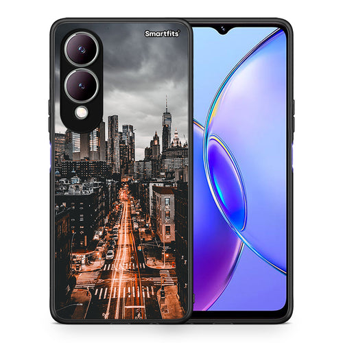 Θήκη Vivo Y17s City Lights από τη Smartfits με σχέδιο στο πίσω μέρος και μαύρο περίβλημα | Vivo Y17s City Lights case with colorful back and black bezels