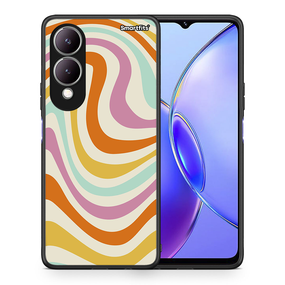 Θήκη Vivo Y17s Colourful Waves από τη Smartfits με σχέδιο στο πίσω μέρος και μαύρο περίβλημα | Vivo Y17s Colourful Waves case with colorful back and black bezels
