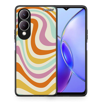 Θήκη Vivo Y17s Colourful Waves από τη Smartfits με σχέδιο στο πίσω μέρος και μαύρο περίβλημα | Vivo Y17s Colourful Waves case with colorful back and black bezels