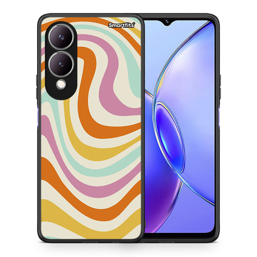 Θήκη Vivo Y17s Colourful Waves από τη Smartfits με σχέδιο στο πίσω μέρος και μαύρο περίβλημα | Vivo Y17s Colourful Waves case with colorful back and black bezels