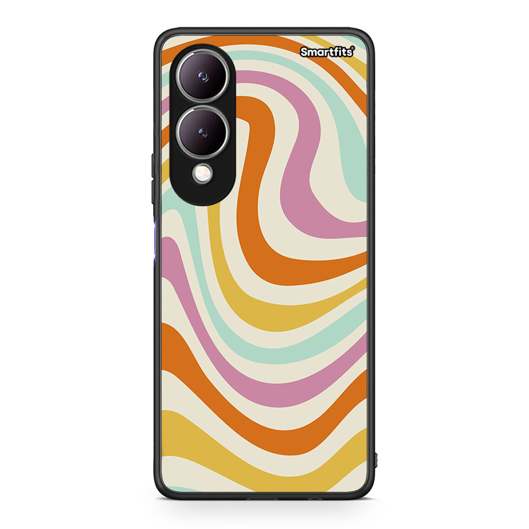 Vivo Y17s Colourful Waves θήκη από τη Smartfits με σχέδιο στο πίσω μέρος και μαύρο περίβλημα | Smartphone case with colorful back and black bezels by Smartfits