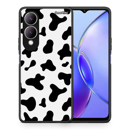 Θήκη Vivo Y17s Cow Print από τη Smartfits με σχέδιο στο πίσω μέρος και μαύρο περίβλημα | Vivo Y17s Cow Print case with colorful back and black bezels