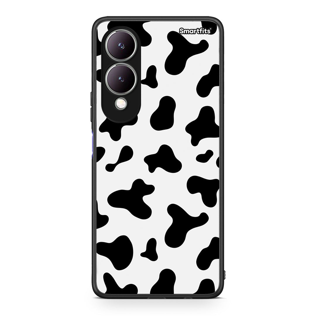 Vivo Y17s Cow Print θήκη από τη Smartfits με σχέδιο στο πίσω μέρος και μαύρο περίβλημα | Smartphone case with colorful back and black bezels by Smartfits