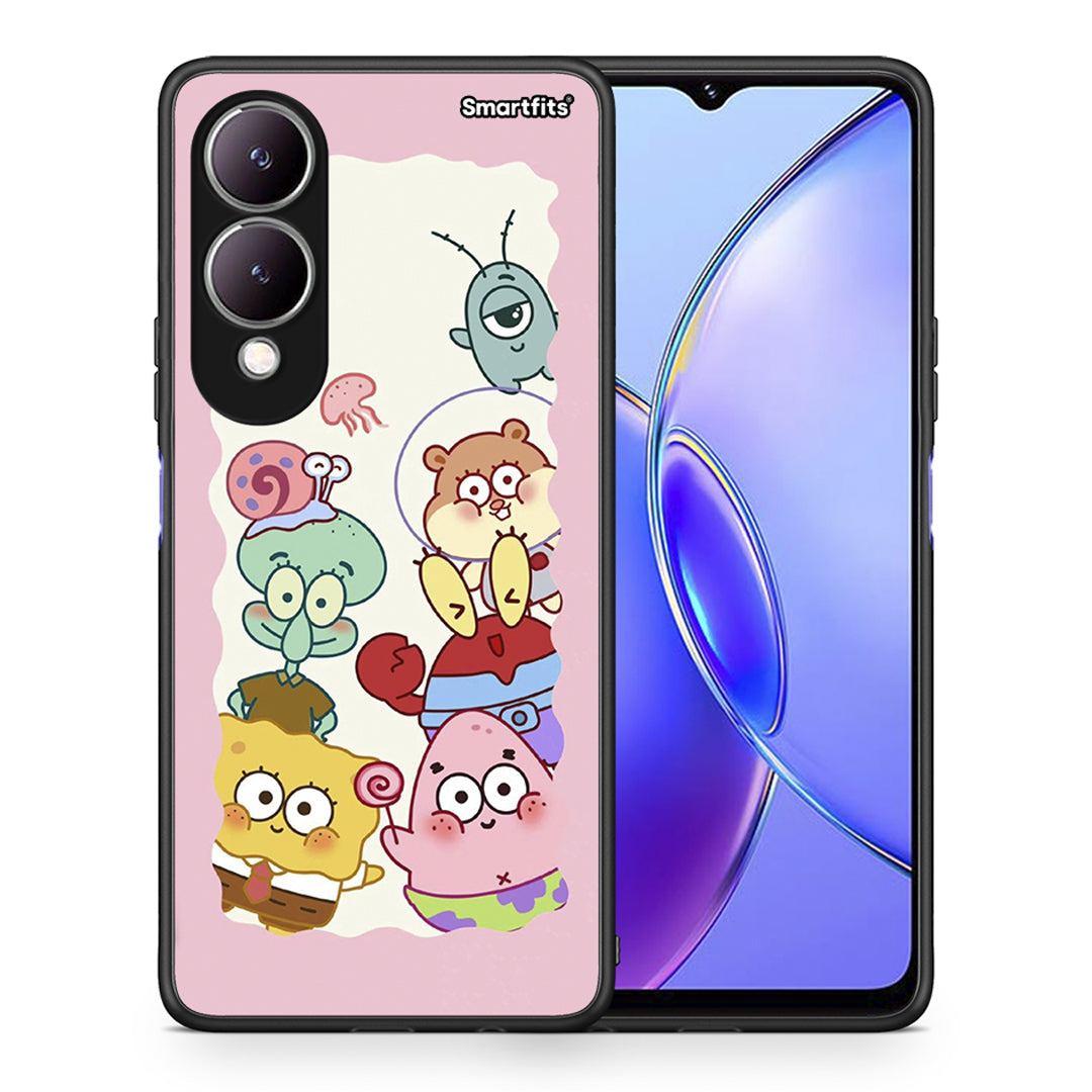 Θήκη Vivo Y17s Cute Companion από τη Smartfits με σχέδιο στο πίσω μέρος και μαύρο περίβλημα | Vivo Y17s Cute Companion case with colorful back and black bezels