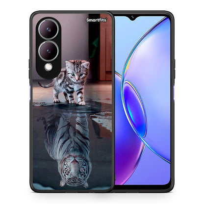 Θήκη Vivo Y17s Tiger Cute από τη Smartfits με σχέδιο στο πίσω μέρος και μαύρο περίβλημα | Vivo Y17s Tiger Cute case with colorful back and black bezels