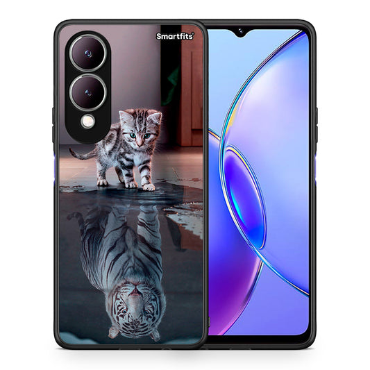 Θήκη Vivo Y17s Tiger Cute από τη Smartfits με σχέδιο στο πίσω μέρος και μαύρο περίβλημα | Vivo Y17s Tiger Cute case with colorful back and black bezels