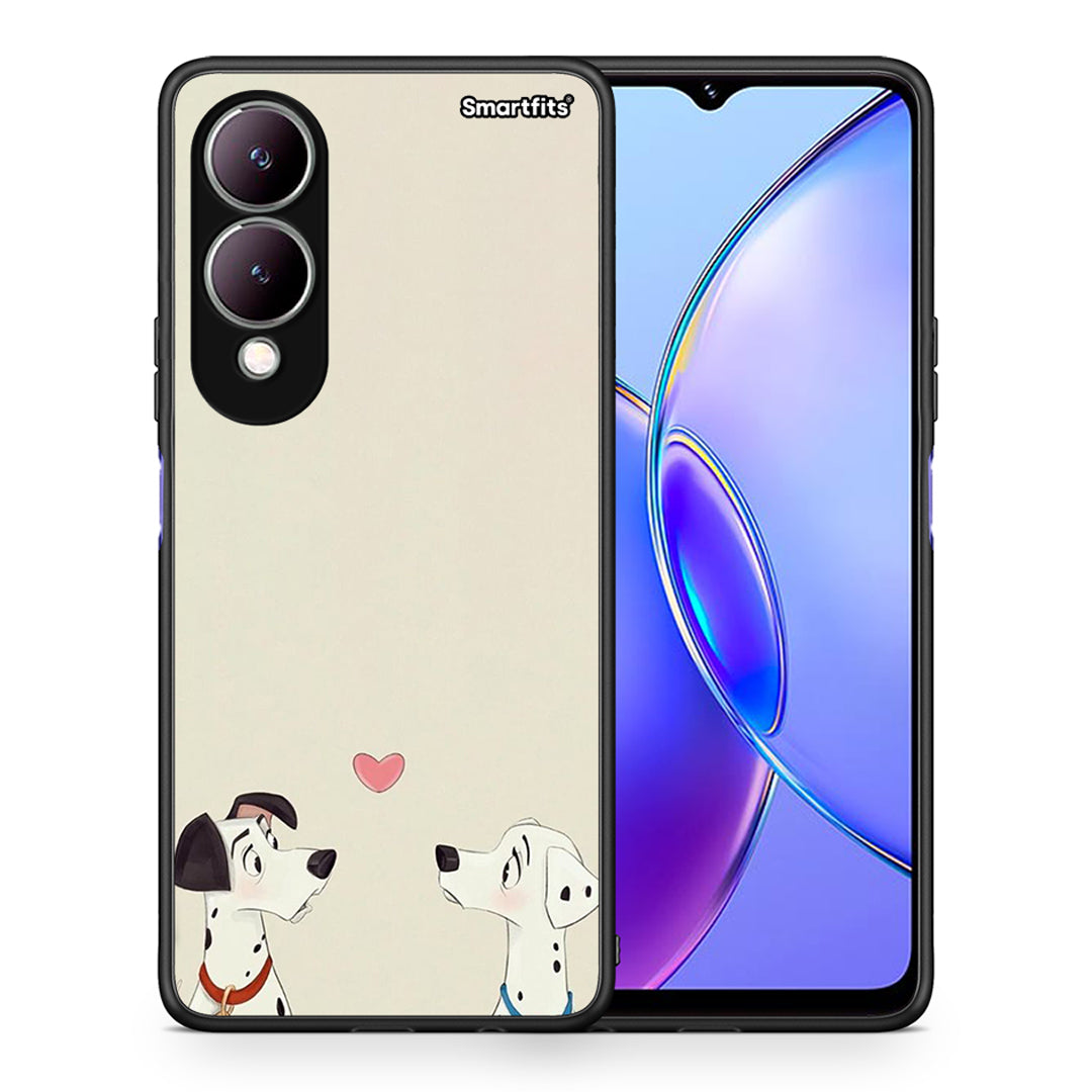 Θήκη Vivo Y17s Dalmatians Love από τη Smartfits με σχέδιο στο πίσω μέρος και μαύρο περίβλημα | Vivo Y17s Dalmatians Love case with colorful back and black bezels