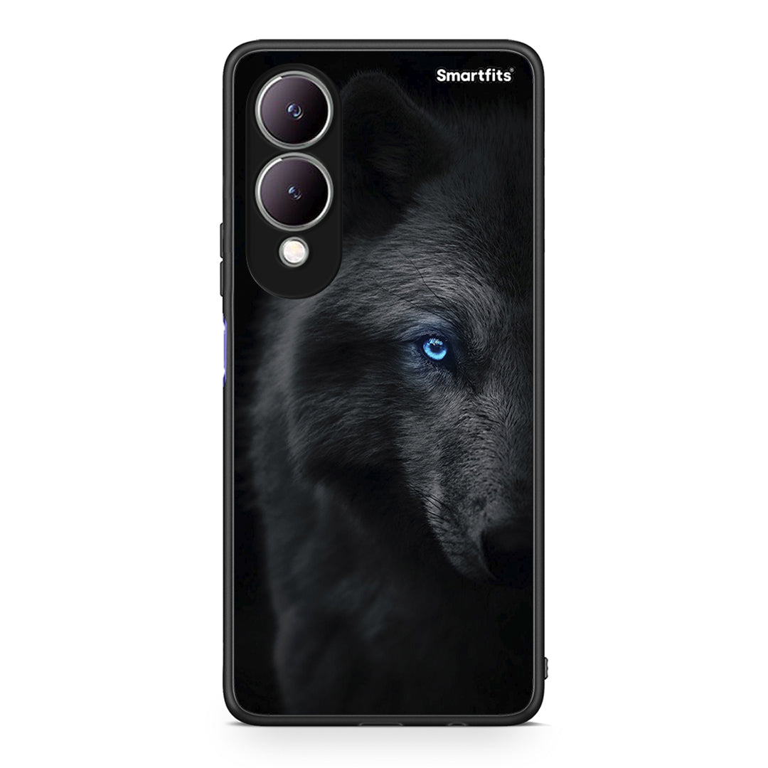Vivo Y17s Dark Wolf θήκη από τη Smartfits με σχέδιο στο πίσω μέρος και μαύρο περίβλημα | Smartphone case with colorful back and black bezels by Smartfits