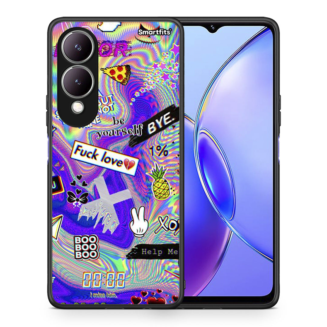 Θήκη Vivo Y17s Game Over από τη Smartfits με σχέδιο στο πίσω μέρος και μαύρο περίβλημα | Vivo Y17s Game Over case with colorful back and black bezels