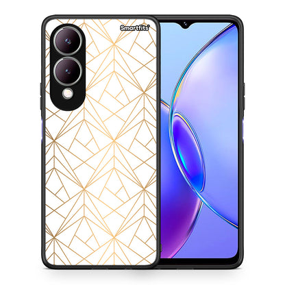 Θήκη Vivo Y17s Luxury White Geometric από τη Smartfits με σχέδιο στο πίσω μέρος και μαύρο περίβλημα | Vivo Y17s Luxury White Geometric case with colorful back and black bezels
