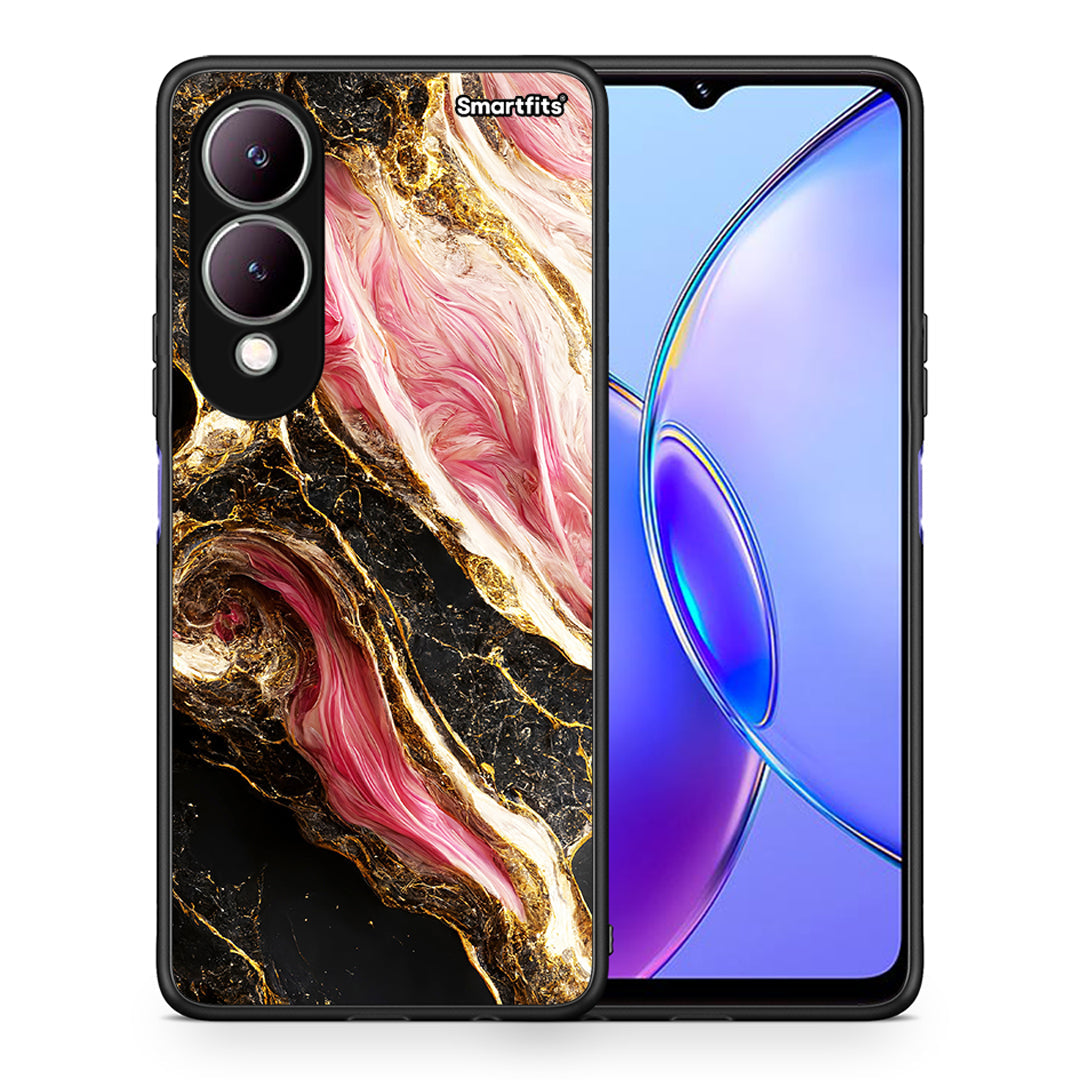 Θήκη Vivo Y17s Glamorous Pink Marble από τη Smartfits με σχέδιο στο πίσω μέρος και μαύρο περίβλημα | Vivo Y17s Glamorous Pink Marble case with colorful back and black bezels