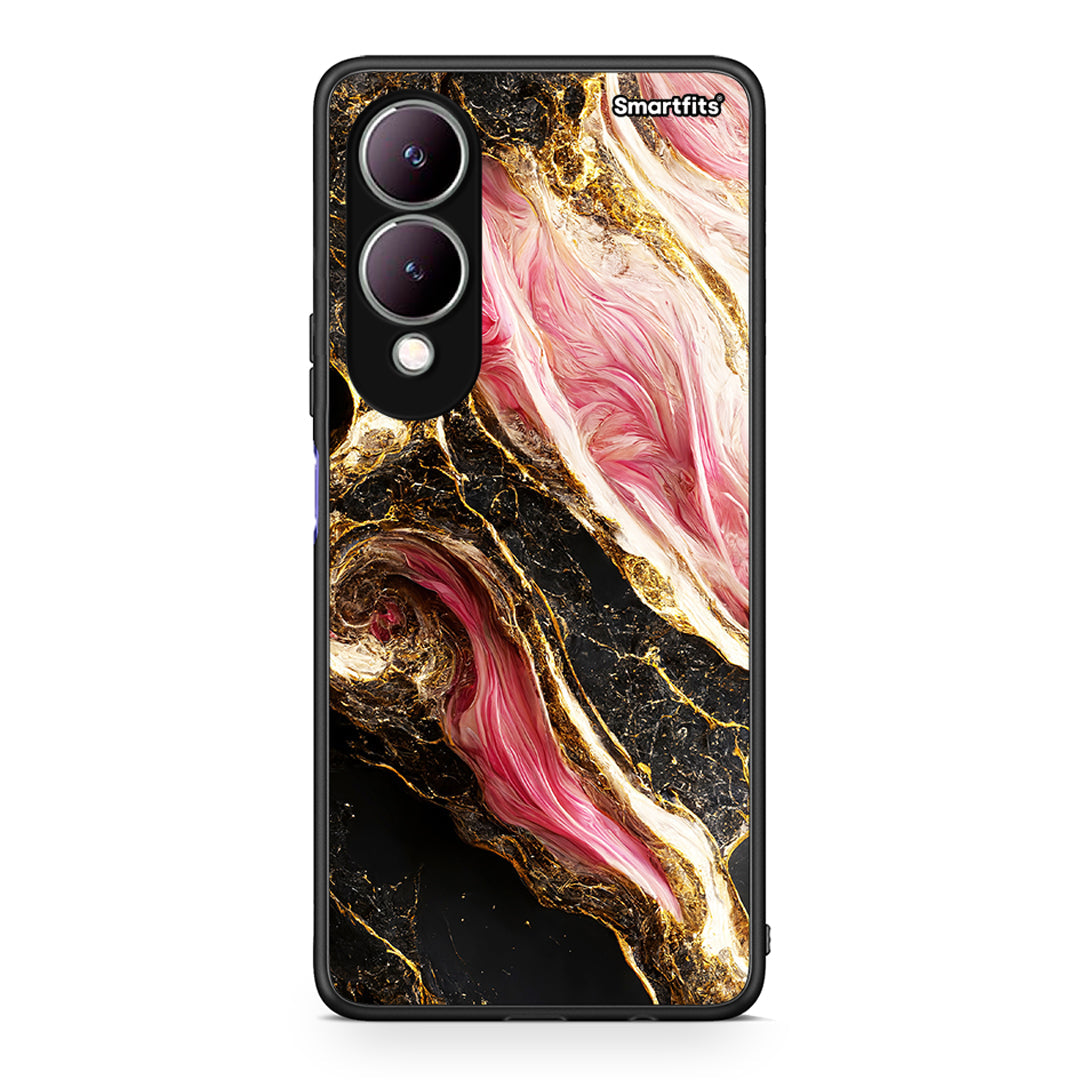 Vivo Y17s Glamorous Pink Marble θήκη από τη Smartfits με σχέδιο στο πίσω μέρος και μαύρο περίβλημα | Smartphone case with colorful back and black bezels by Smartfits