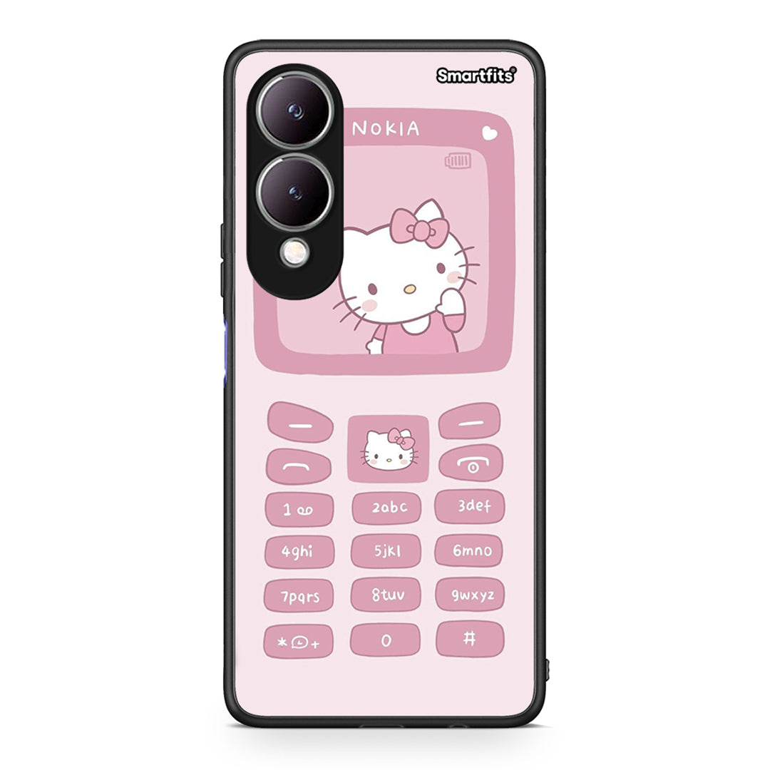 Vivo Y17s Hello Kitten Θήκη Αγίου Βαλεντίνου από τη Smartfits με σχέδιο στο πίσω μέρος και μαύρο περίβλημα | Smartphone case with colorful back and black bezels by Smartfits