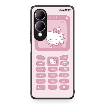 Vivo Y17s Hello Kitten Θήκη Αγίου Βαλεντίνου από τη Smartfits με σχέδιο στο πίσω μέρος και μαύρο περίβλημα | Smartphone case with colorful back and black bezels by Smartfits