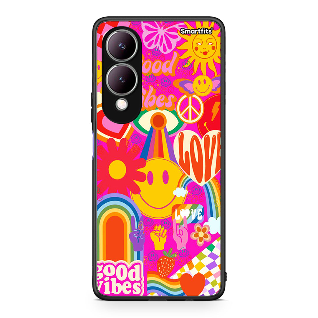 Vivo Y17s Hippie Love θήκη από τη Smartfits με σχέδιο στο πίσω μέρος και μαύρο περίβλημα | Smartphone case with colorful back and black bezels by Smartfits
