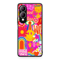 Thumbnail for Vivo Y17s Hippie Love θήκη από τη Smartfits με σχέδιο στο πίσω μέρος και μαύρο περίβλημα | Smartphone case with colorful back and black bezels by Smartfits