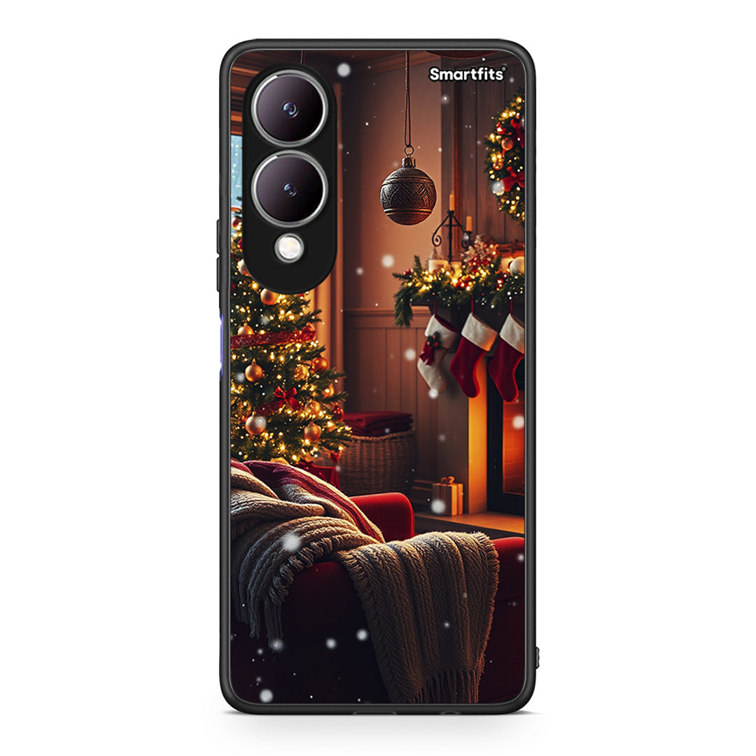 Vivo Y17s Home For Christmas θήκη από τη Smartfits με σχέδιο στο πίσω μέρος και μαύρο περίβλημα | Smartphone case with colorful back and black bezels by Smartfits