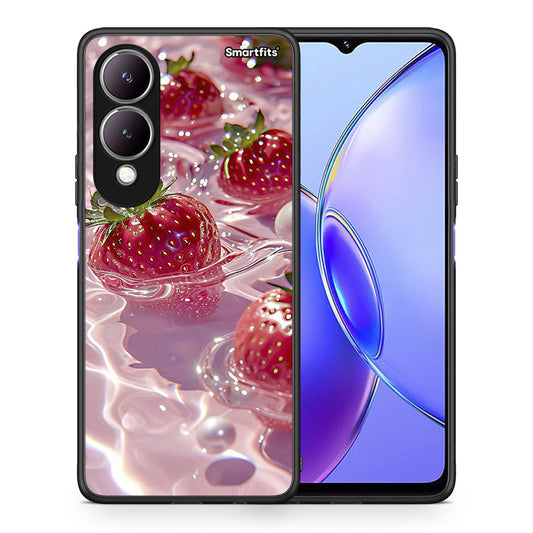 Θήκη Vivo Y17s Juicy Strawberries από τη Smartfits με σχέδιο στο πίσω μέρος και μαύρο περίβλημα | Vivo Y17s Juicy Strawberries case with colorful back and black bezels