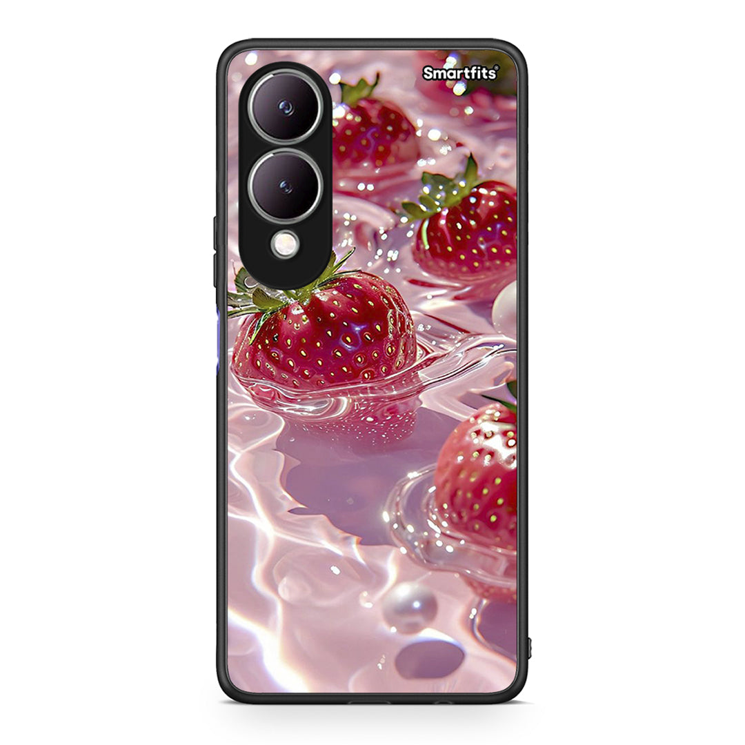 Vivo Y17s Juicy Strawberries θήκη από τη Smartfits με σχέδιο στο πίσω μέρος και μαύρο περίβλημα | Smartphone case with colorful back and black bezels by Smartfits