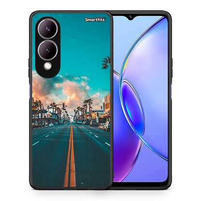 Θήκη Vivo Y17s City Landscape από τη Smartfits με σχέδιο στο πίσω μέρος και μαύρο περίβλημα | Vivo Y17s City Landscape case with colorful back and black bezels