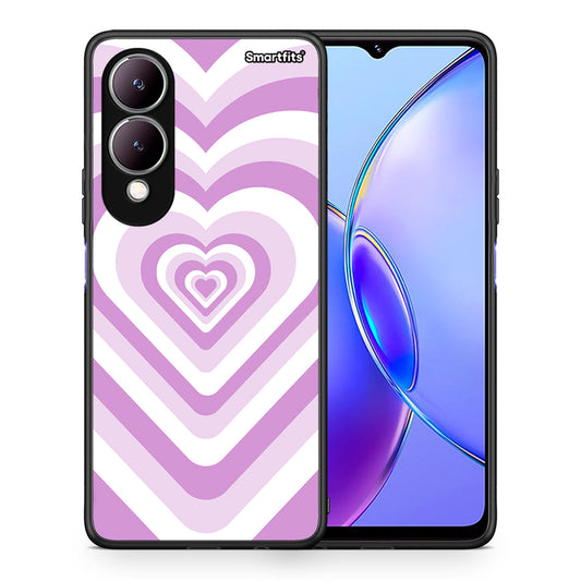 Θήκη Vivo Y17s Lilac Hearts από τη Smartfits με σχέδιο στο πίσω μέρος και μαύρο περίβλημα | Vivo Y17s Lilac Hearts case with colorful back and black bezels