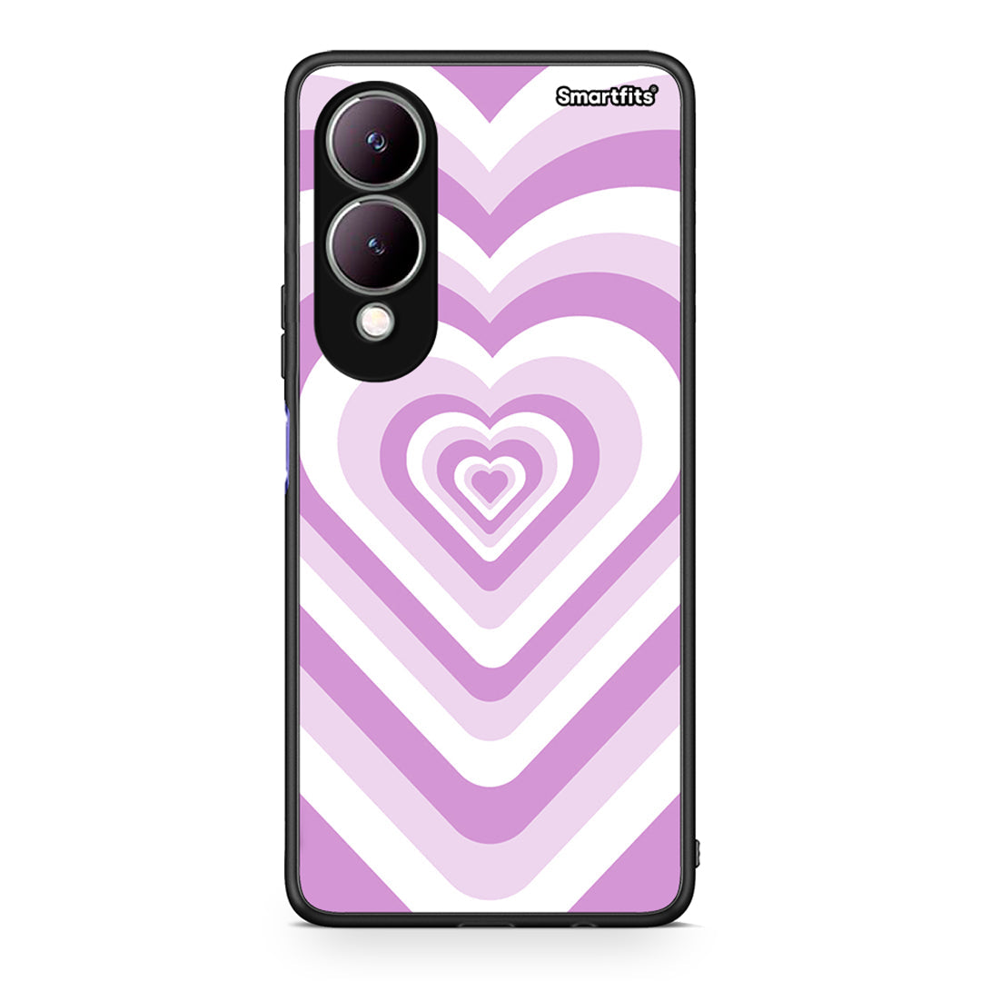 Vivo Y17s Lilac Hearts θήκη από τη Smartfits με σχέδιο στο πίσω μέρος και μαύρο περίβλημα | Smartphone case with colorful back and black bezels by Smartfits