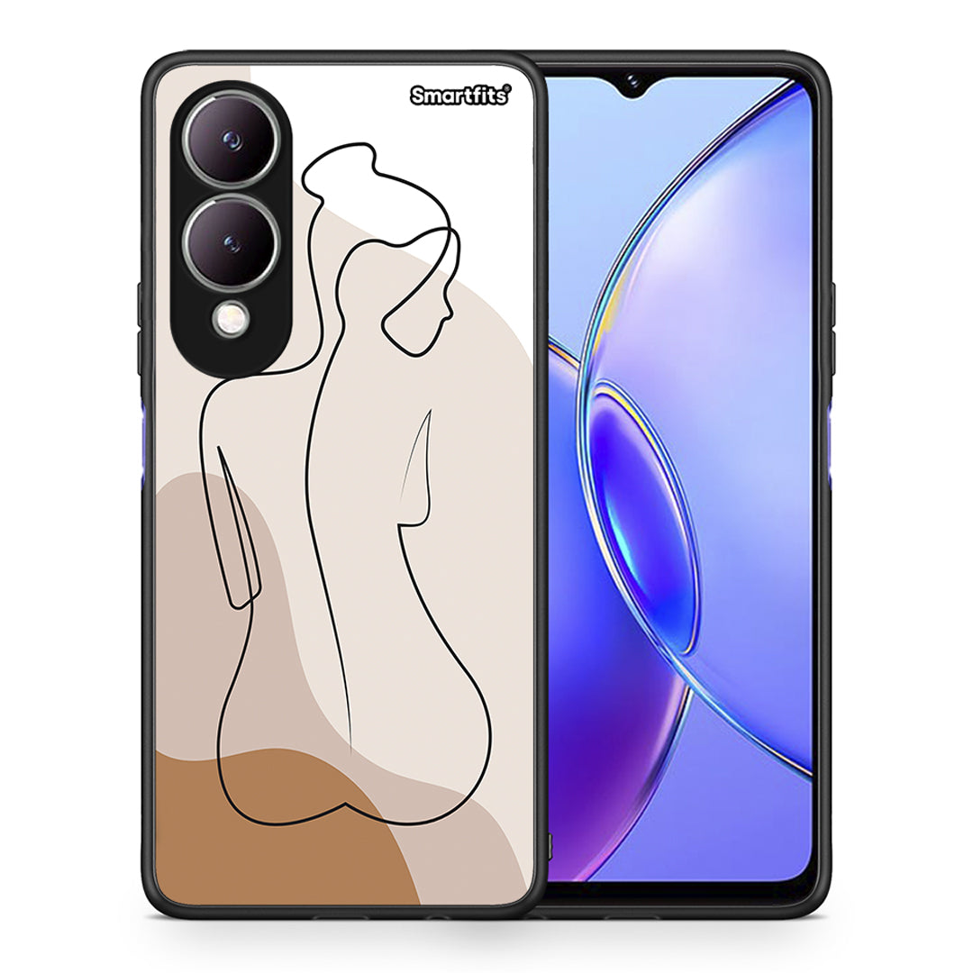 Θήκη Vivo Y17s LineArt Woman από τη Smartfits με σχέδιο στο πίσω μέρος και μαύρο περίβλημα | Vivo Y17s LineArt Woman case with colorful back and black bezels