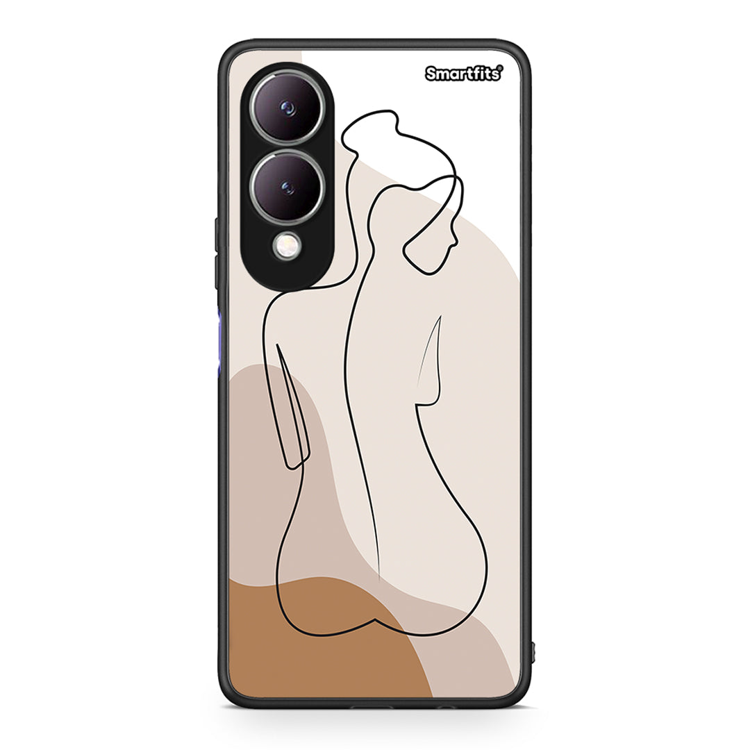 Vivo Y17s LineArt Woman θήκη από τη Smartfits με σχέδιο στο πίσω μέρος και μαύρο περίβλημα | Smartphone case with colorful back and black bezels by Smartfits