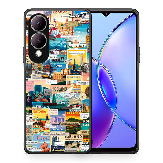 Θήκη Vivo Y17s Live To Travel από τη Smartfits με σχέδιο στο πίσω μέρος και μαύρο περίβλημα | Vivo Y17s Live To Travel case with colorful back and black bezels