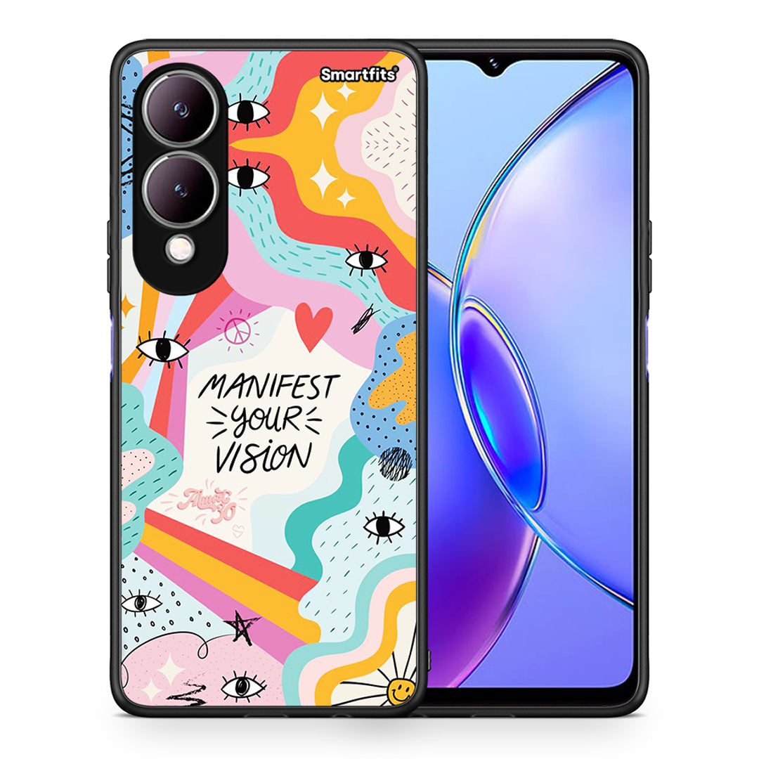 Θήκη Vivo Y17s Manifest Your Vision από τη Smartfits με σχέδιο στο πίσω μέρος και μαύρο περίβλημα | Vivo Y17s Manifest Your Vision case with colorful back and black bezels