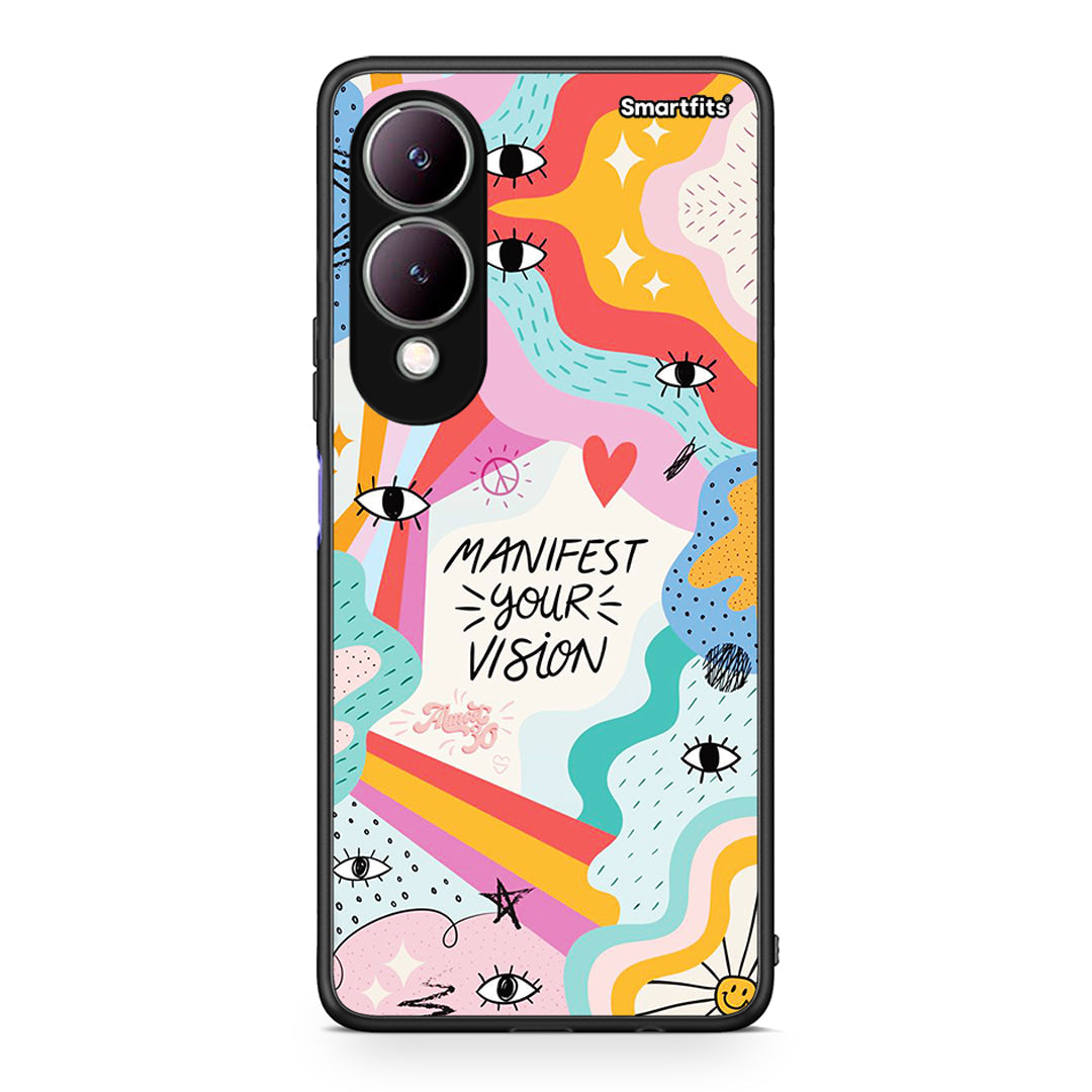 Vivo Y17s Manifest Your Vision θήκη από τη Smartfits με σχέδιο στο πίσω μέρος και μαύρο περίβλημα | Smartphone case with colorful back and black bezels by Smartfits