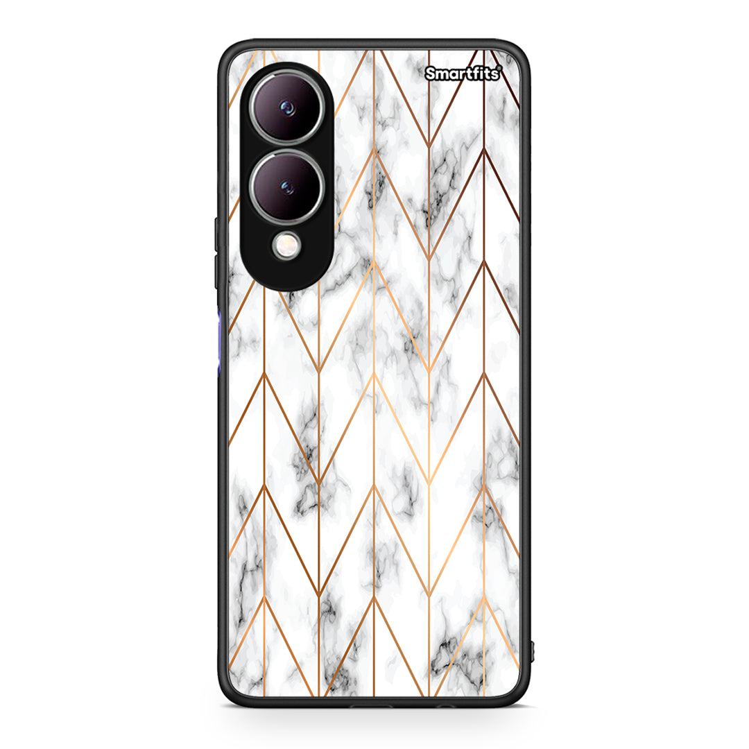 44 - Vivo Y17s Gold Geometric Marble case, cover, bumper