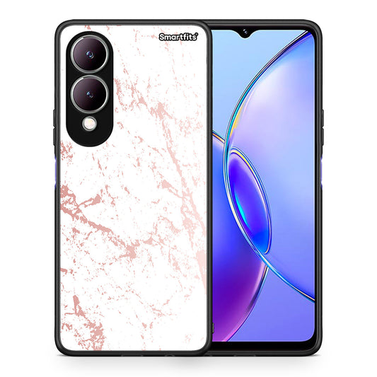 Θήκη Vivo Y17s Pink Splash Marble από τη Smartfits με σχέδιο στο πίσω μέρος και μαύρο περίβλημα | Vivo Y17s Pink Splash Marble case with colorful back and black bezels