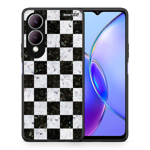 Θήκη Vivo Y17s Square Geometric Marble από τη Smartfits με σχέδιο στο πίσω μέρος και μαύρο περίβλημα | Vivo Y17s Square Geometric Marble case with colorful back and black bezels