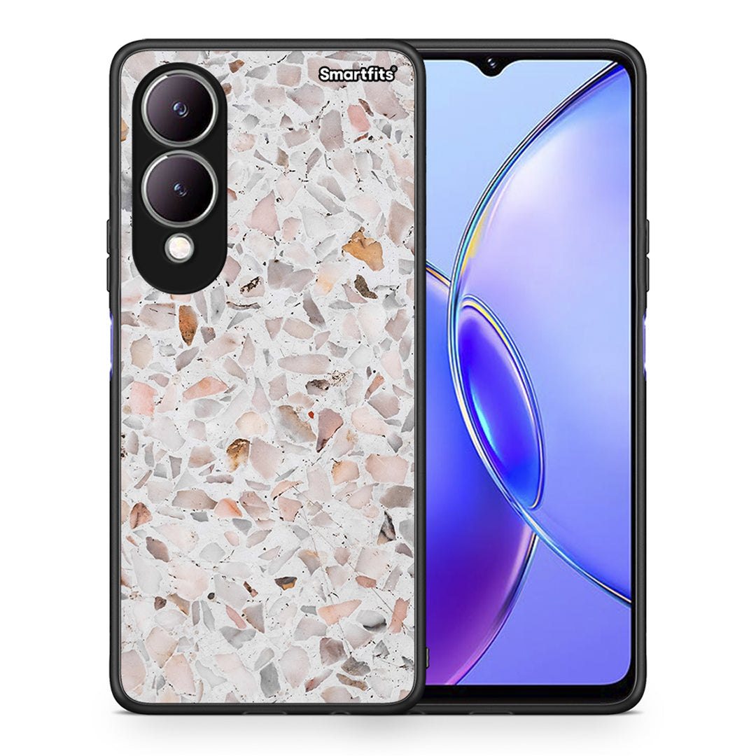 Θήκη Vivo Y17s Marble Terrazzo από τη Smartfits με σχέδιο στο πίσω μέρος και μαύρο περίβλημα | Vivo Y17s Marble Terrazzo case with colorful back and black bezels